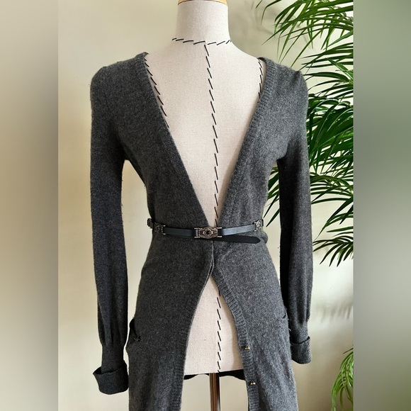 Design History 100% Cashmere Long Grey Cardigan | XS/S | Deep V Neck Sweater - Picture 1 of 8